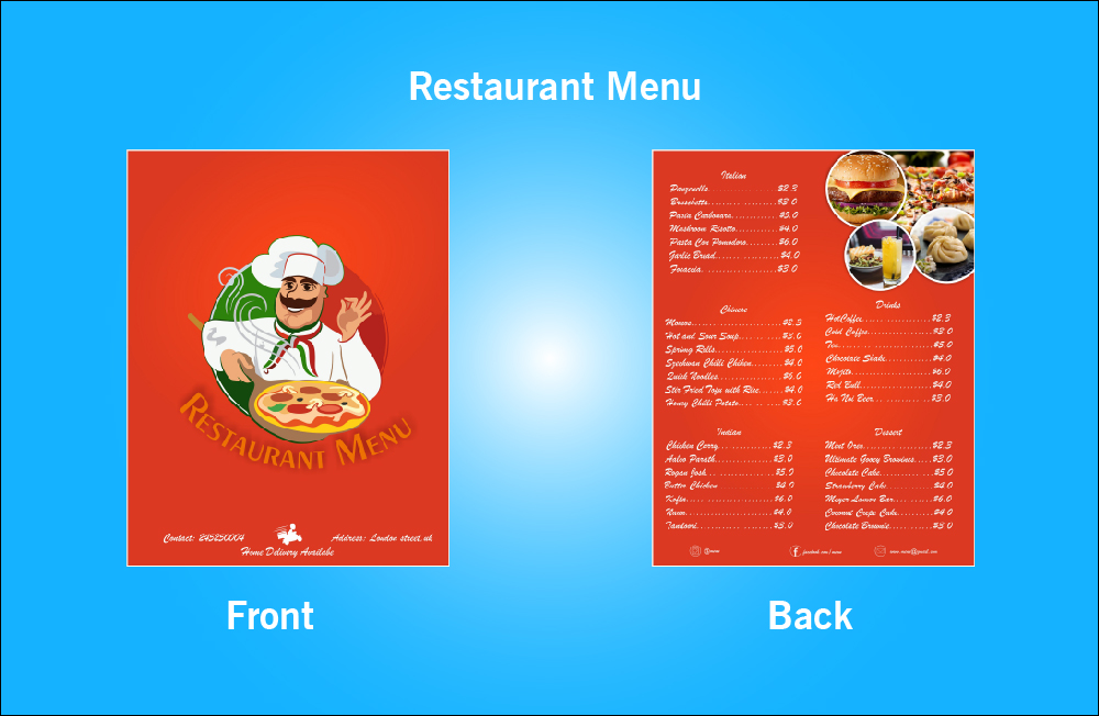 Restaurant  Menu - S11 (8.5x11)