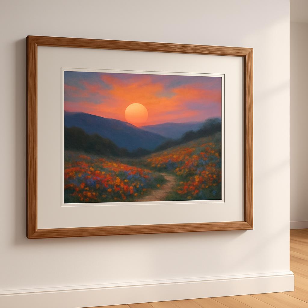 Custom framed artwork on a wall